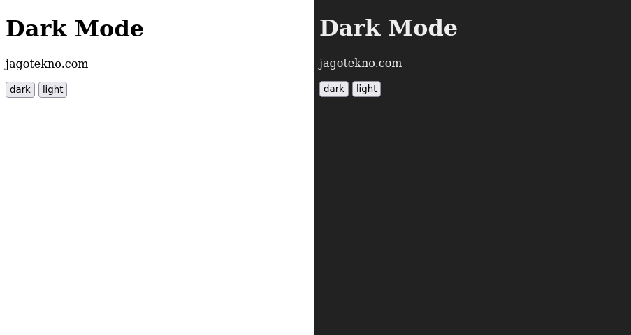 html dark mode script 