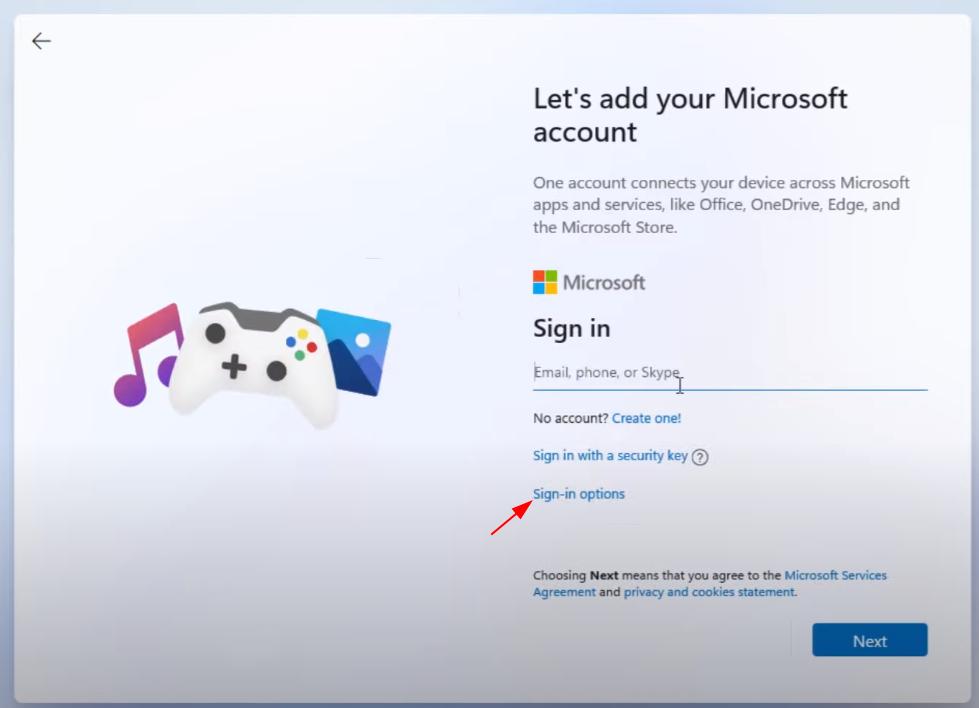 sign in option windows 11